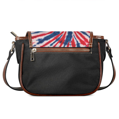 Red And Blue Spider Tie Dye Print Saddle Bag