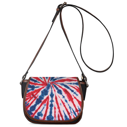 Red And Blue Spider Tie Dye Print Saddle Bag