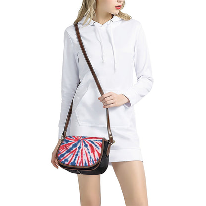 Red And Blue Spider Tie Dye Print Saddle Bag