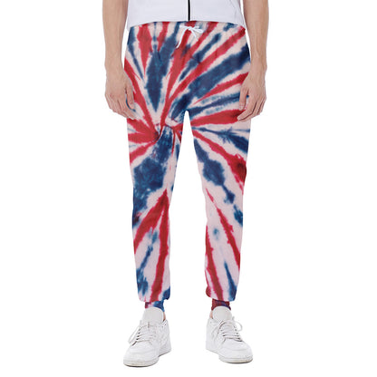 Red And Blue Spider Tie Dye Print Scuba Joggers