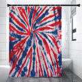 Red And Blue Spider Tie Dye Print Shower Curtain