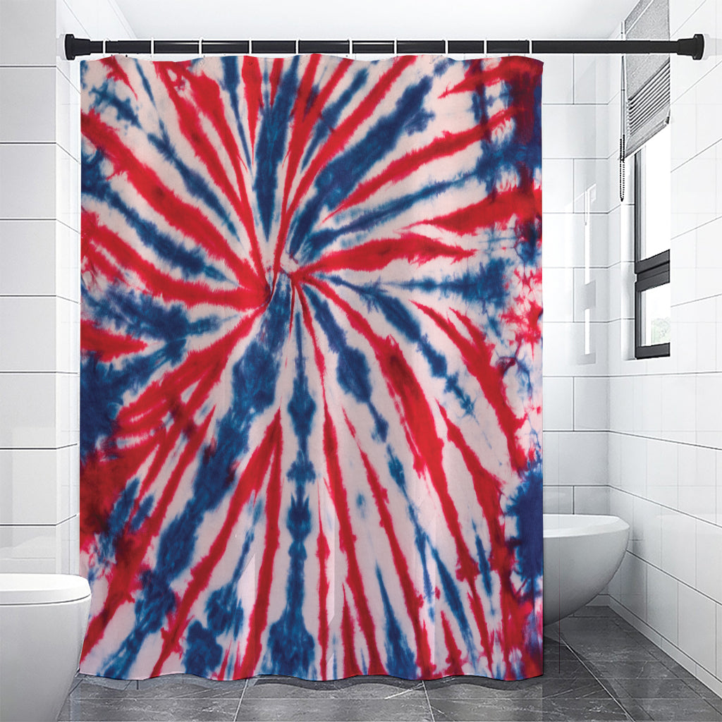 Red And Blue Spider Tie Dye Print Shower Curtain