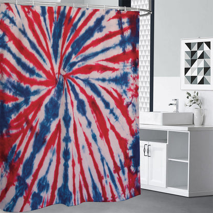 Red And Blue Spider Tie Dye Print Shower Curtain