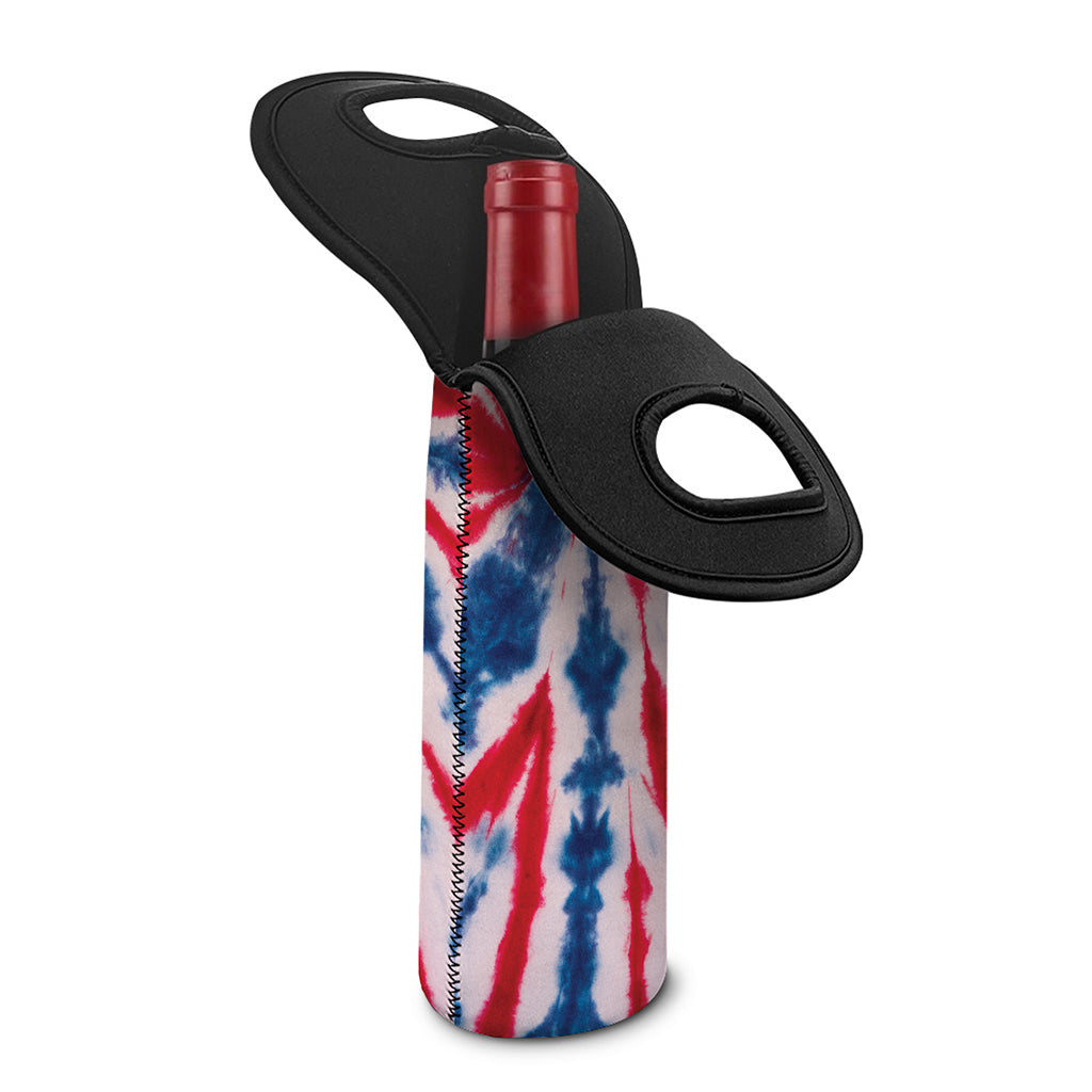 Red And Blue Spider Tie Dye Print Single Neoprene Wine Tote