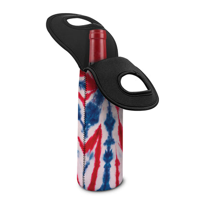 Red And Blue Spider Tie Dye Print Single Neoprene Wine Tote