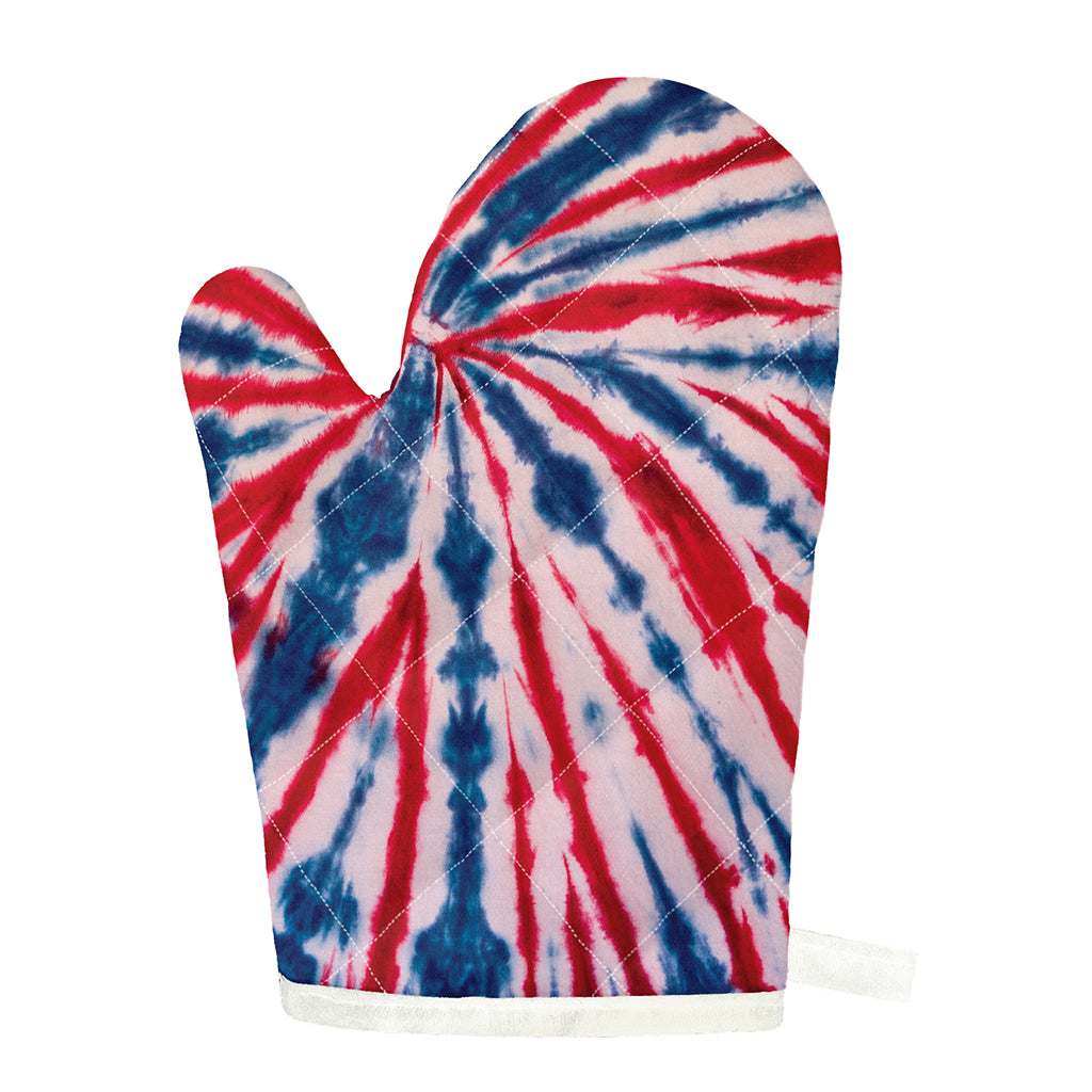 Red And Blue Spider Tie Dye Print Single Oven Mitt