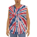 Red And Blue Spider Tie Dye Print Sleeveless Baseball Jersey