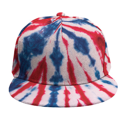 Red And Blue Spider Tie Dye Print Snapback Cap