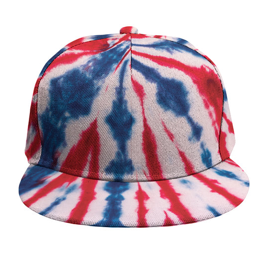 Red And Blue Spider Tie Dye Print Snapback Cap