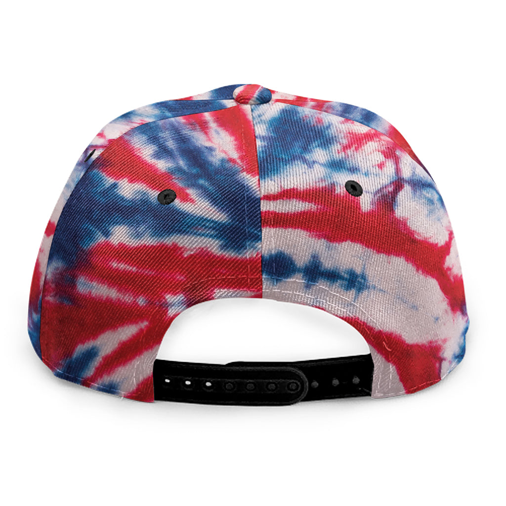 Red And Blue Spider Tie Dye Print Snapback Cap