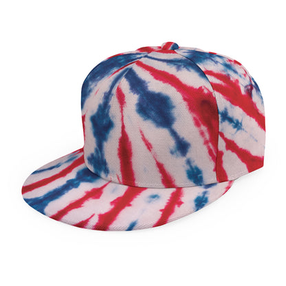 Red And Blue Spider Tie Dye Print Snapback Cap