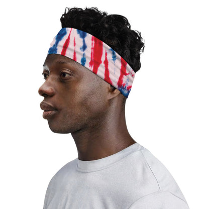 Red And Blue Spider Tie Dye Print Sports Headband