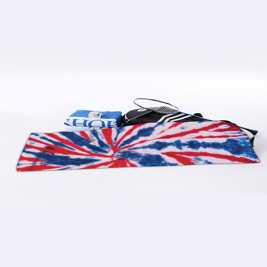 Red And Blue Spider Tie Dye Print Sports Towel