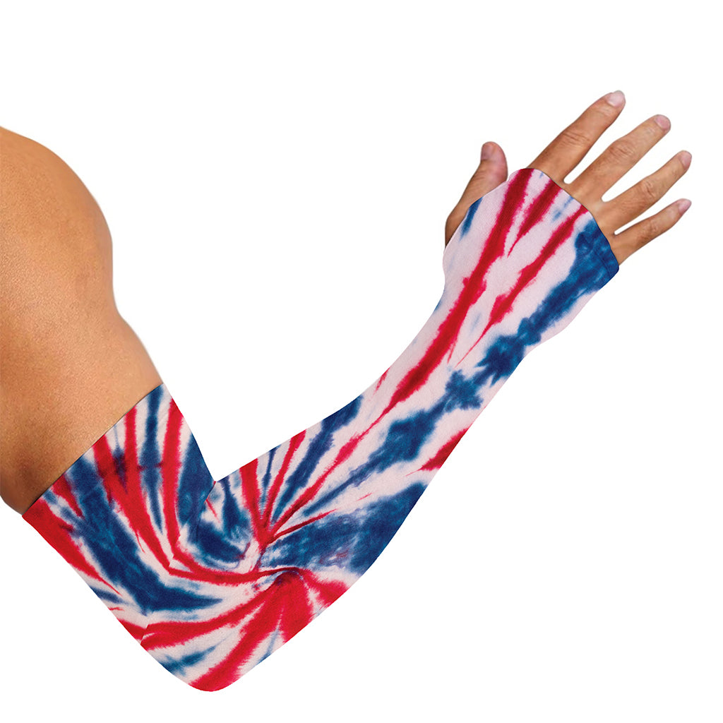 Red And Blue Spider Tie Dye Print Sun Protection Arm Sleeves