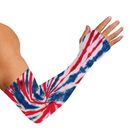 Red And Blue Spider Tie Dye Print Sun Protection Arm Sleeves