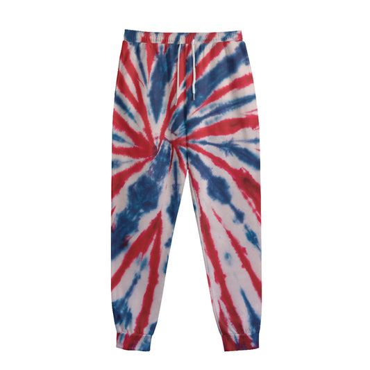 Red And Blue Spider Tie Dye Print Sweatpants