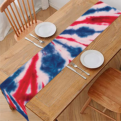 Red And Blue Spider Tie Dye Print Table Runner