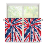 Red And Blue Spider Tie Dye Print Tier Curtains
