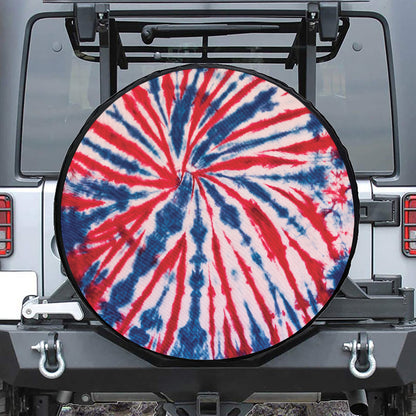 Red And Blue Spider Tie Dye Print Tire Cover