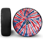 Red And Blue Spider Tie Dye Print Tire Cover With Camera Hole