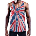 Red And Blue Spider Tie Dye Print Men's Workout Tank Top