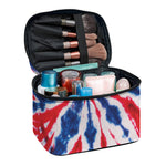 Red And Blue Spider Tie Dye Print Travel Makeup Bag