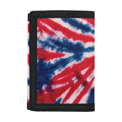 Red And Blue Spider Tie Dye Print Trifold Wallet