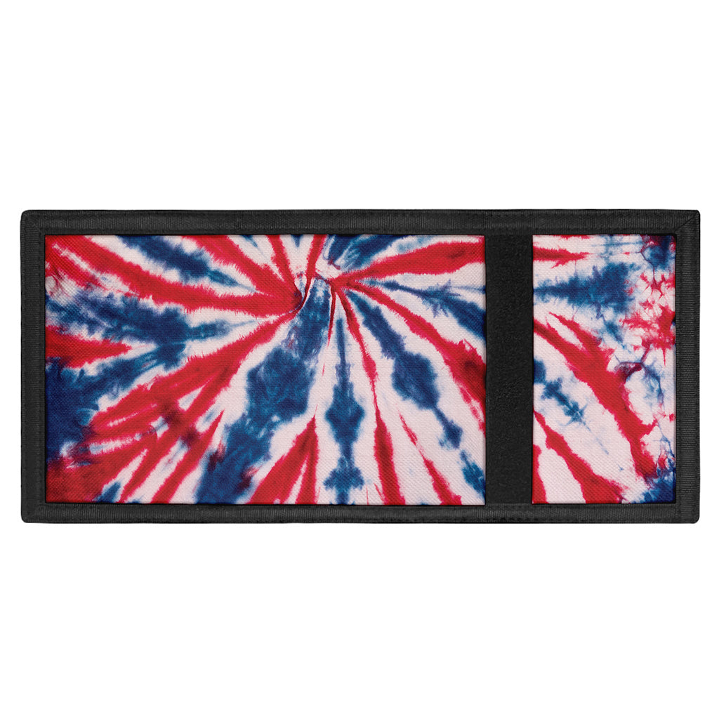 Red And Blue Spider Tie Dye Print Trifold Wallet