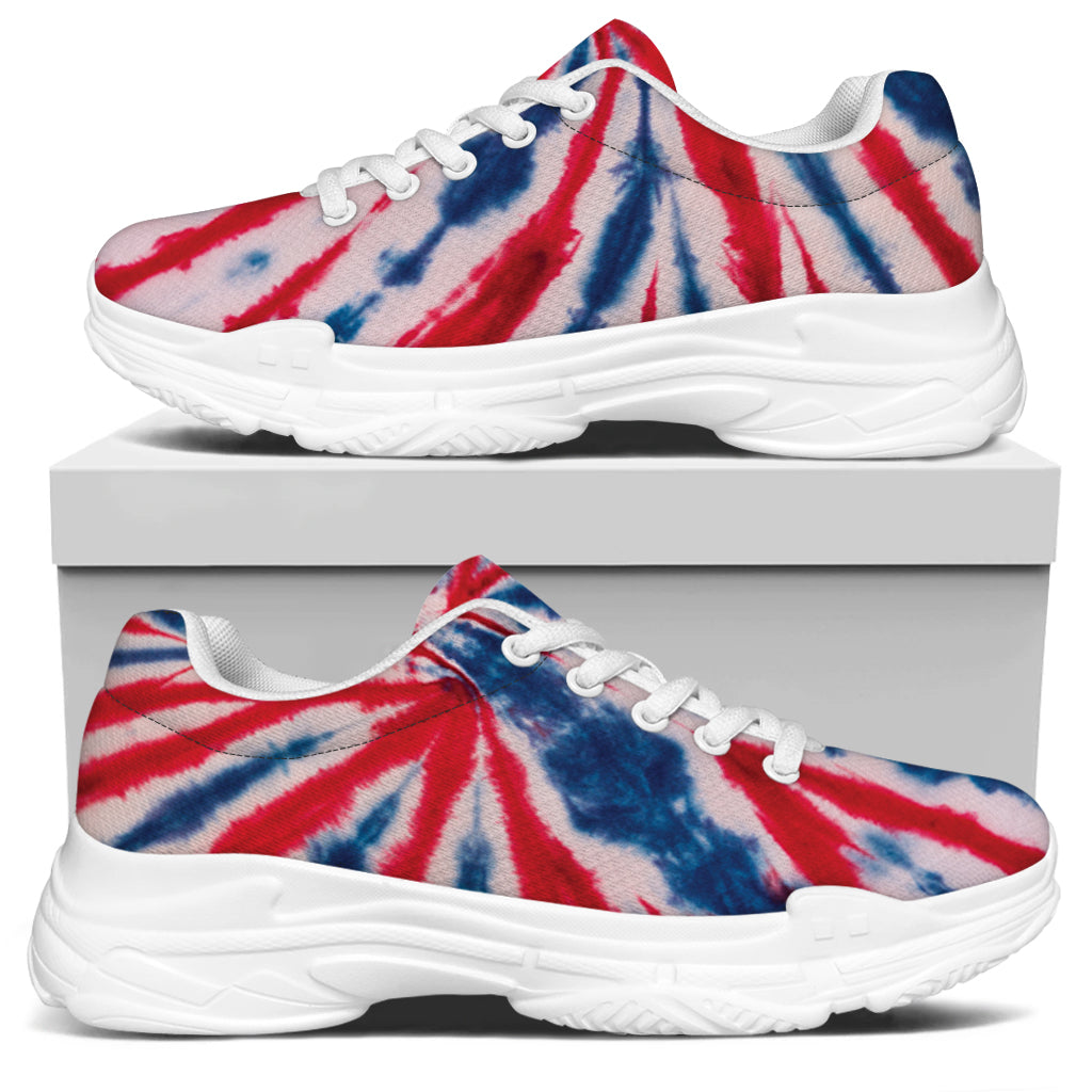 Red And Blue Spider Tie Dye Print White Chunky Shoes