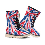 Red And Blue Spider Tie Dye Print Winter Boots
