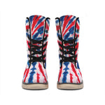 Red And Blue Spider Tie Dye Print Winter Boots