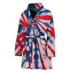 Red And Blue Spider Tie Dye Print Women's Bathrobe