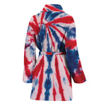 Red And Blue Spider Tie Dye Print Women's Bathrobe