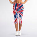 Red And Blue Spider Tie Dye Print Women's Capri Leggings