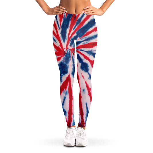 Red And Blue Spider Tie Dye Print Women's Leggings