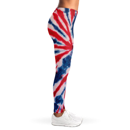 Red And Blue Spider Tie Dye Print Women's Leggings