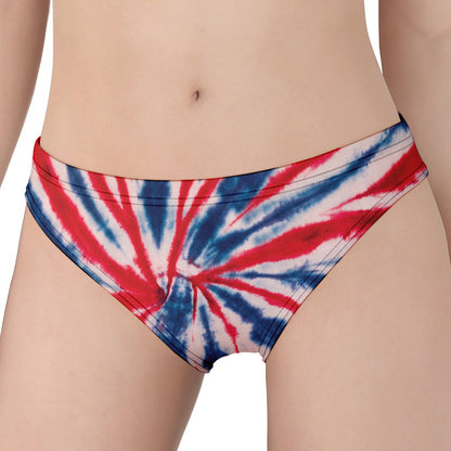 Red And Blue Spider Tie Dye Print Women's Panties