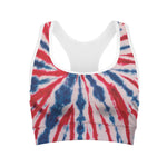 Red And Blue Spider Tie Dye Print Women's Sports Bra