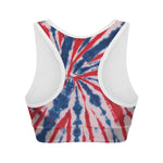 Red And Blue Spider Tie Dye Print Women's Sports Bra