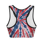 Red And Blue Spider Tie Dye Print Women's Sports Bra