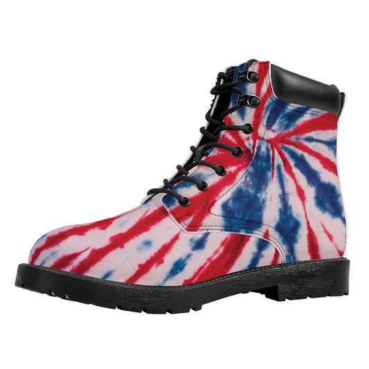 Red And Blue Spider Tie Dye Print Work Boots