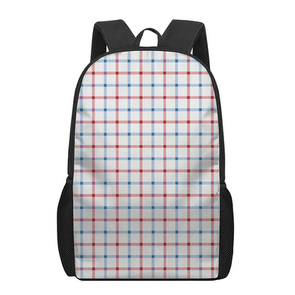 Red And Blue Tattersall Pattern Print 17 Inch Backpack