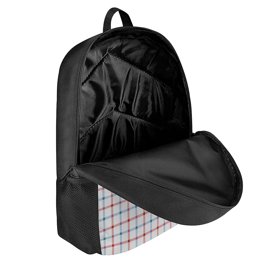 Red And Blue Tattersall Pattern Print 17 Inch Backpack