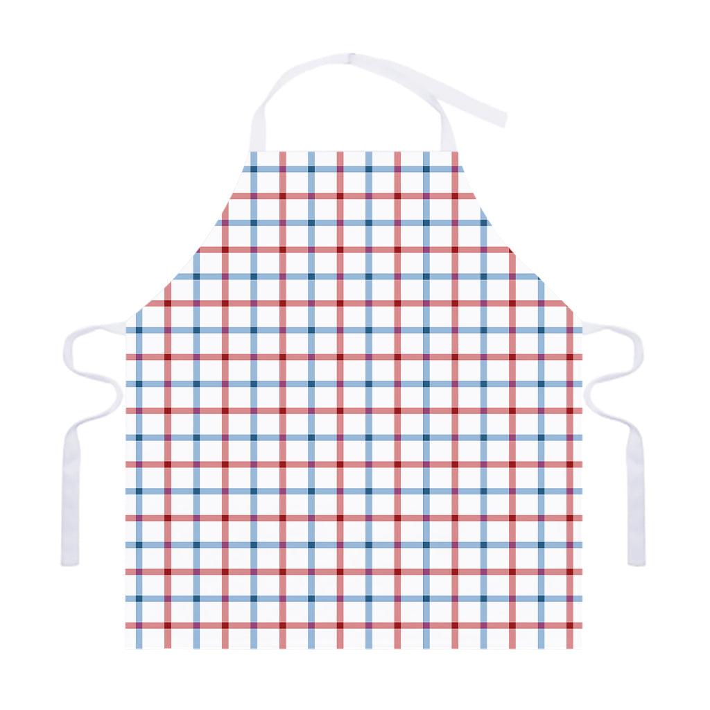 Red And Blue Tattersall Pattern Print Adjustable Apron