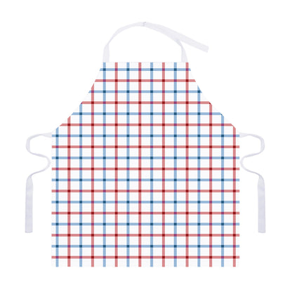 Red And Blue Tattersall Pattern Print Adjustable Apron