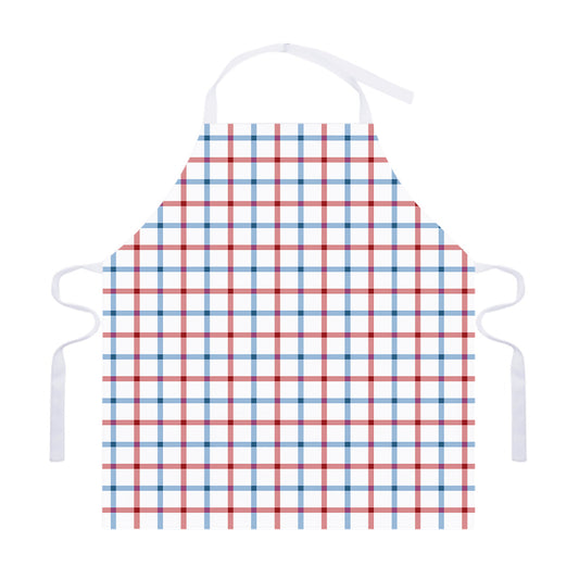 Red And Blue Tattersall Pattern Print Adjustable Apron