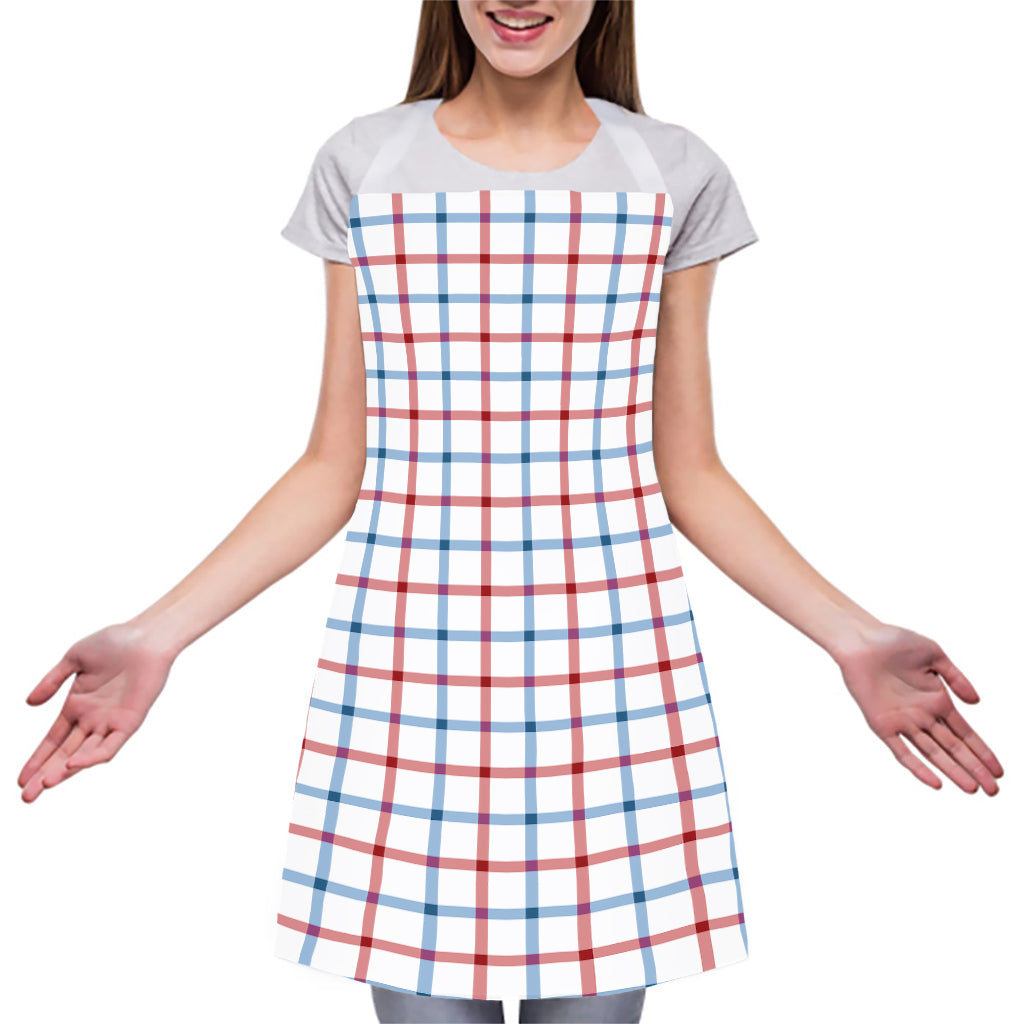 Red And Blue Tattersall Pattern Print Adjustable Apron