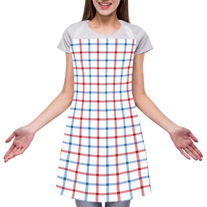 Red And Blue Tattersall Pattern Print Adjustable Apron