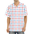 Red And Blue Tattersall Pattern Print Aloha Shirt