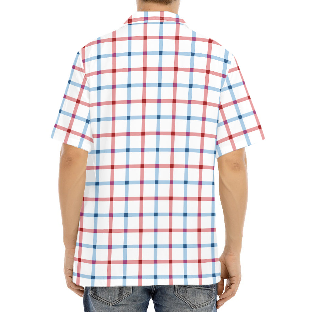 Red And Blue Tattersall Pattern Print Aloha Shirt